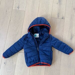 Mini Boden Kids Hooded Quilted Navy Blue Puffer Jacket 3T